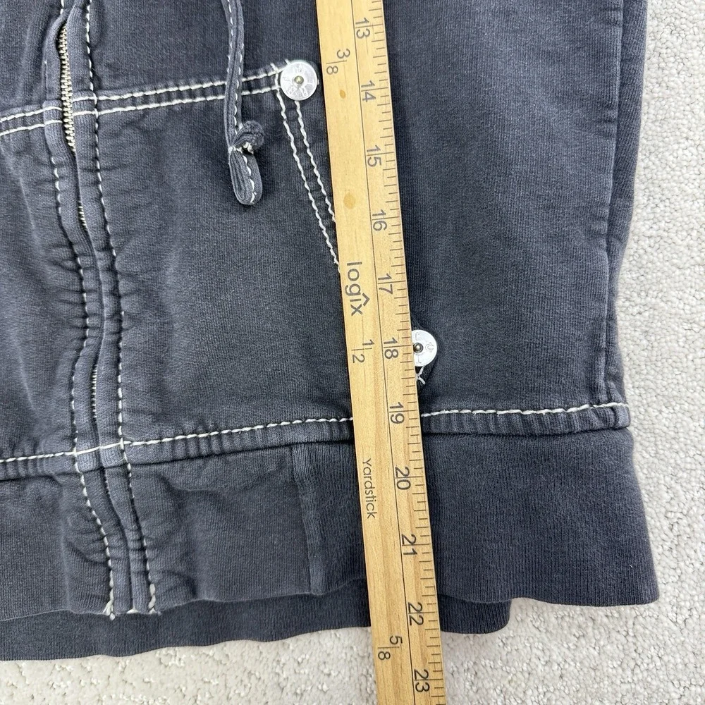 True Religion Y2K Classic Zip Hoodie‎ Faded Black Contrast Stitch USA S $168